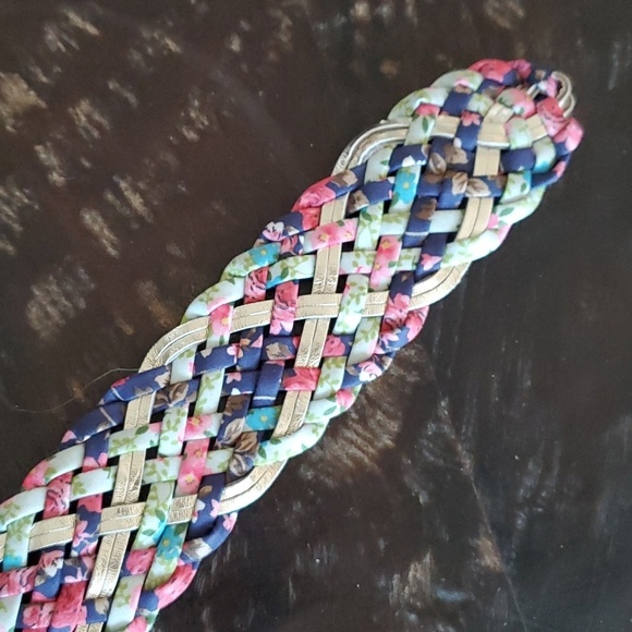 VINTAGE CHUNKY MULTICOLR BRAIDED BELT GIRLIE PINK PURPLE SILVER GREEN BLUE main image 7